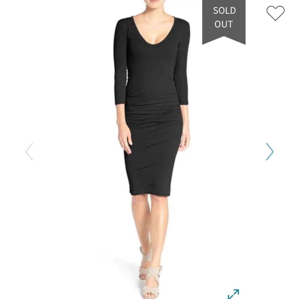 JAMES PERSE V-neck ruched dress -Navy